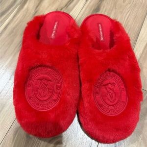 Victoria's Secret Vibrant Red Plush Slippers
